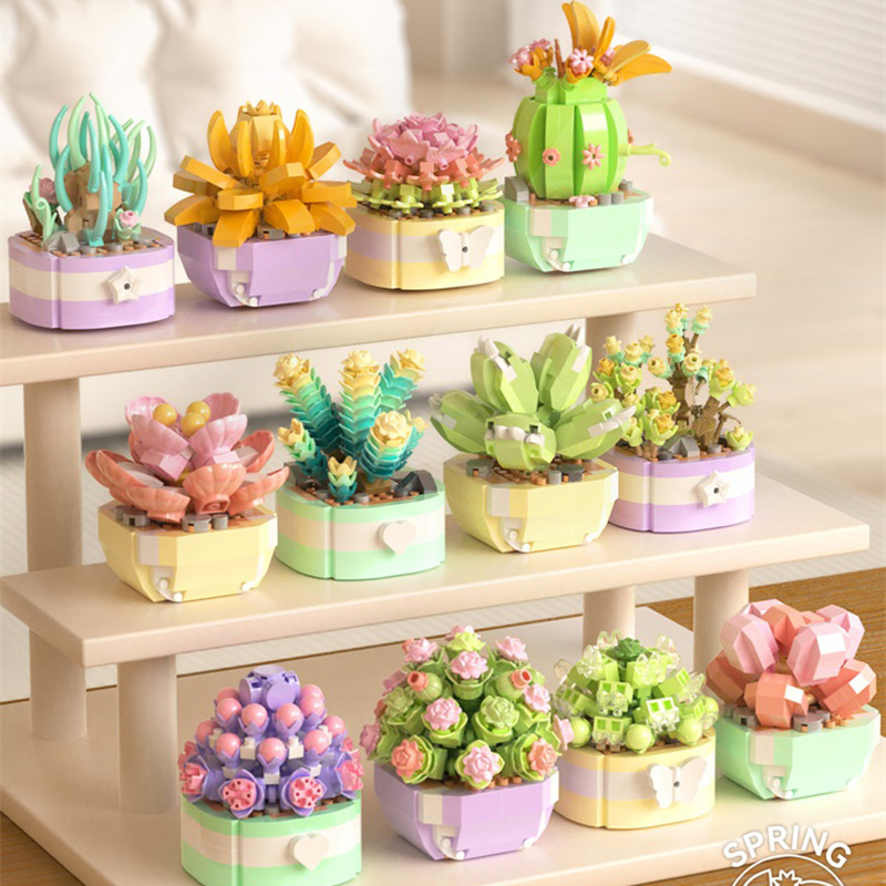 Bonsai Garden Lego - ดอกไม้ Succulents Building Blocks ดอกไม้นิรันดร์สวนบอนไซโรแมนติกอิฐ DIY