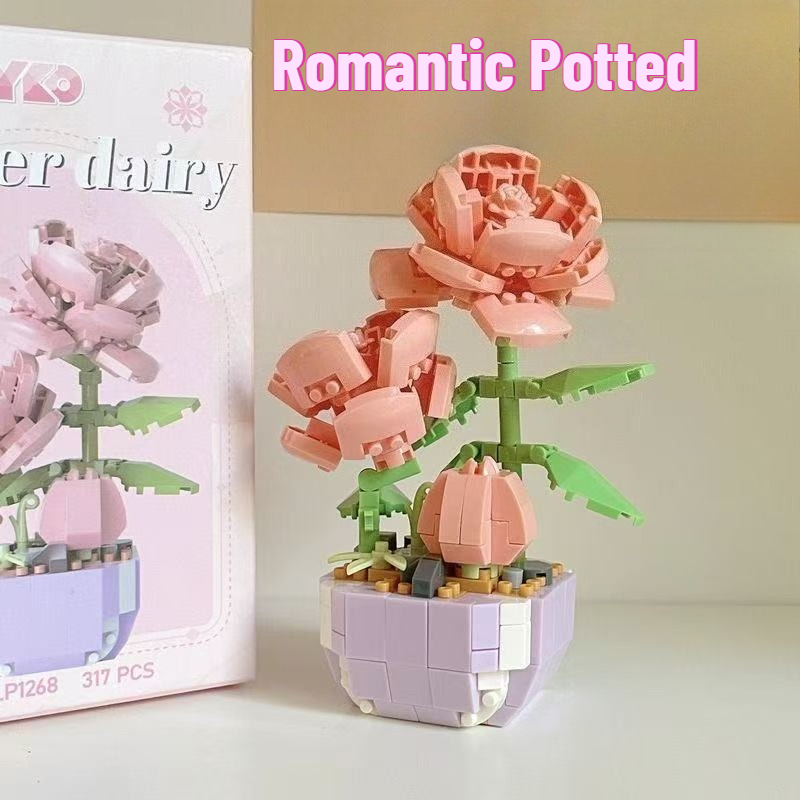 Bonsai Garden Lego - ชุดตัวต่อดอกไม้กระถางขนาดเล็ก ของเล่นเสริมพัฒนาการเด็ก DIY ต้นบอนไซสวนสวย โมเดลโรแมนติก ของเล่นเด็กผู้หญิง