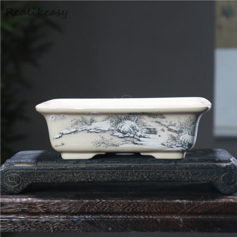 Bonsai Garden Kit - กระถางเซรามิกใส่ดอกไม้สีม่วงขนาด6ไซส์ดอกกุหลาบหินทำด้วยมือกระถางดอกไม้ภูมิทัศน์จีน LE302การตกแต่งบ้าน