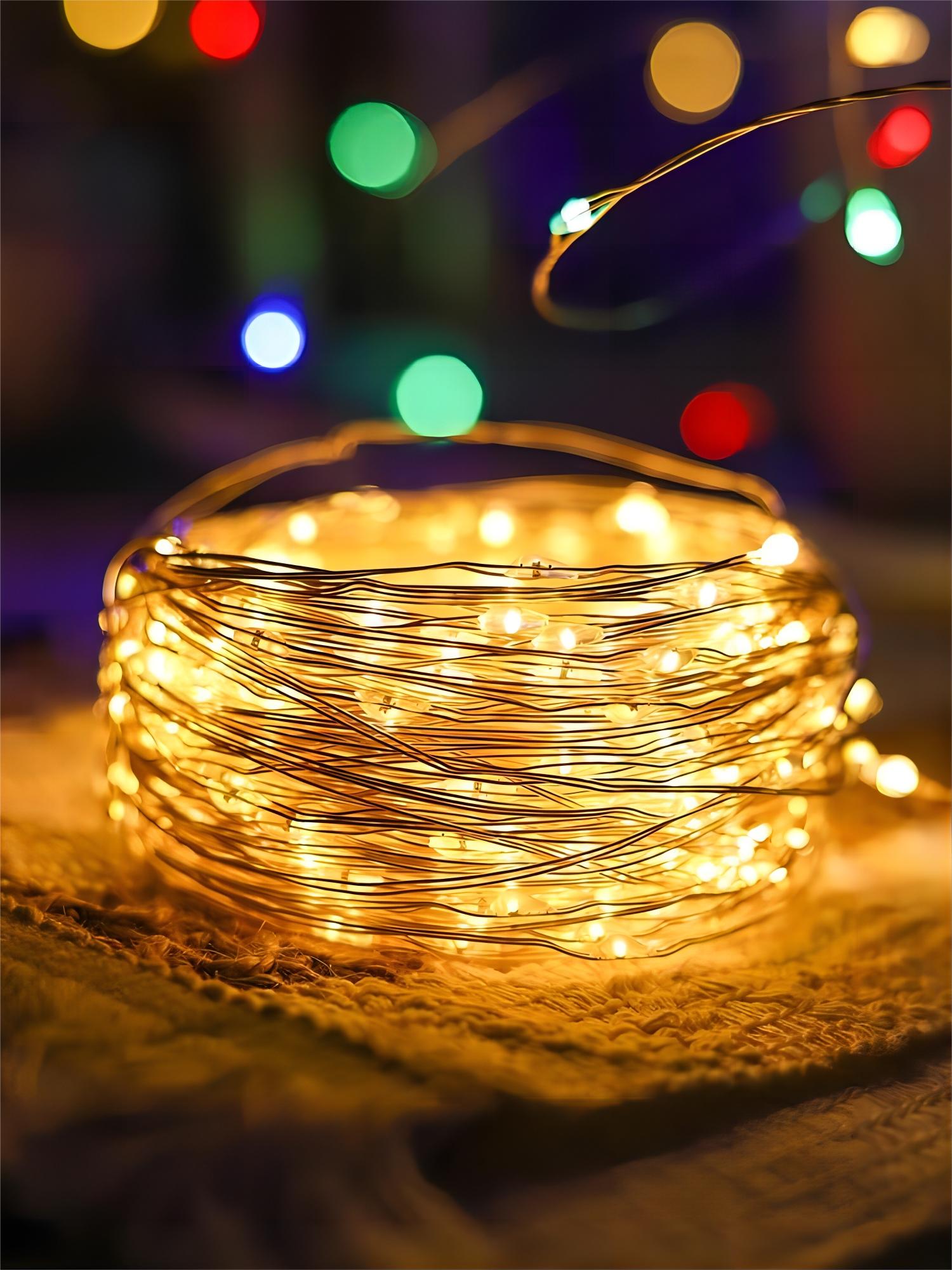 Copper Wire Roll - สายไฟลวดทองแดง50LED 5ม. สีขาวอุ่นใช้สำหรับตกแต่ง