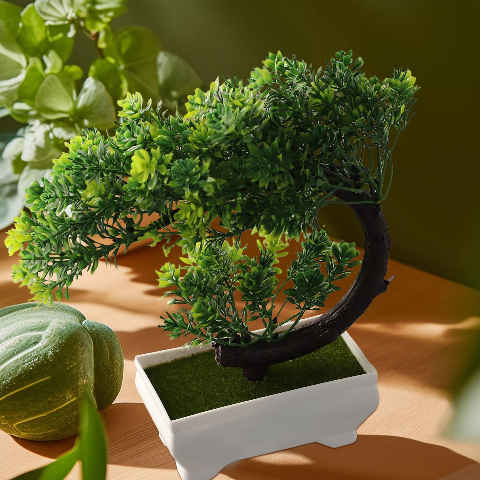 Bonsai Garden Desk - ต้นบอนไซประดับในกระถางพลาสติกสำหรับตกแต่งสวนในร่ม เหมาะสำหรับวางบนโต๊ะข้างเตียง โต๊ะกาแฟ โต๊ะทางเข้า หรือโต๊ะทำงาน