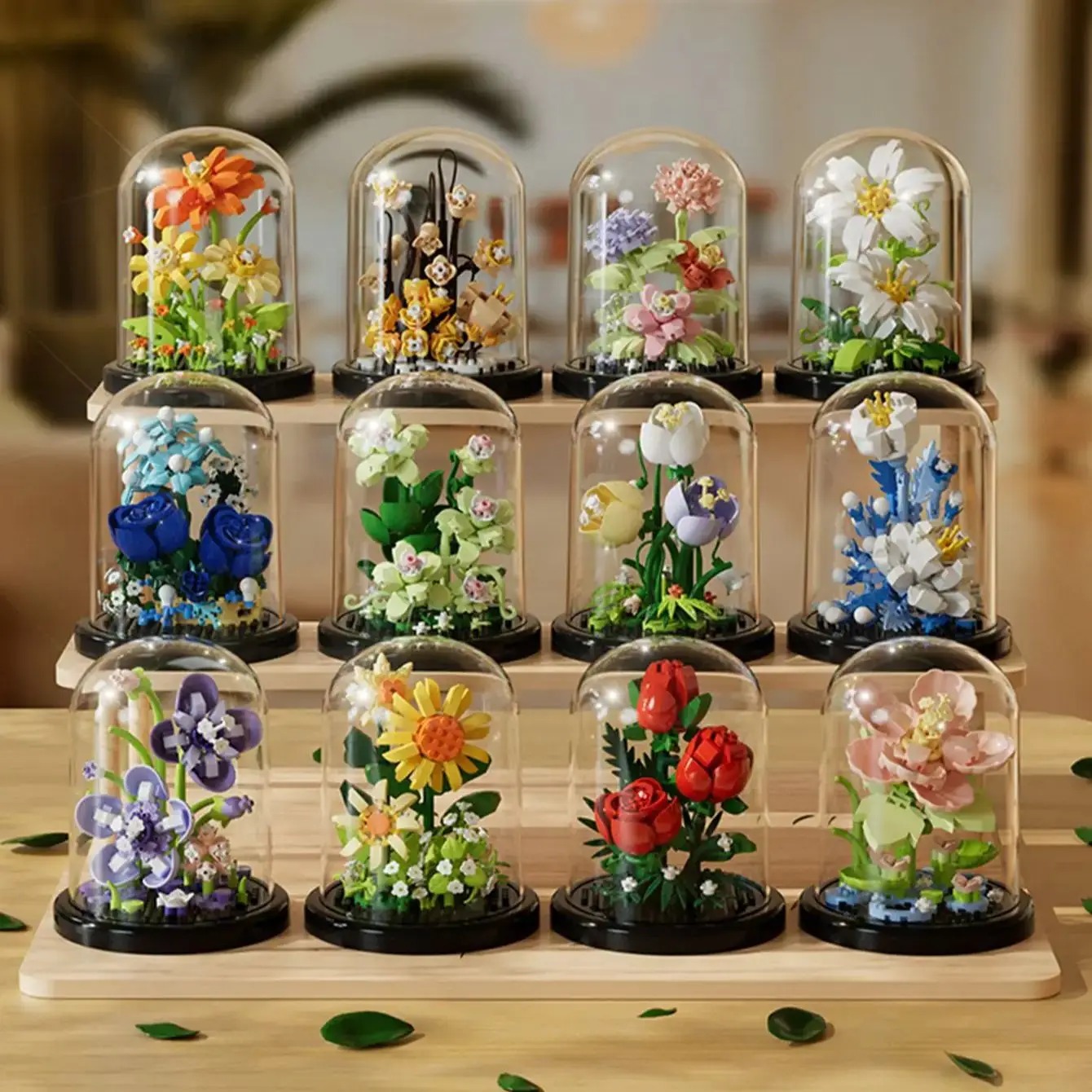 Bonsai Garden Lego - ไมโครบล็อกตัวต่อ ช่อดอกไม้อมตะ ต้นบอนไซในกระถาง ของตกแต่งบ้าน ของเล่นตัวต่อ ของขวัญวันเกิด/คริสต์มาสสำหรับเด็ก