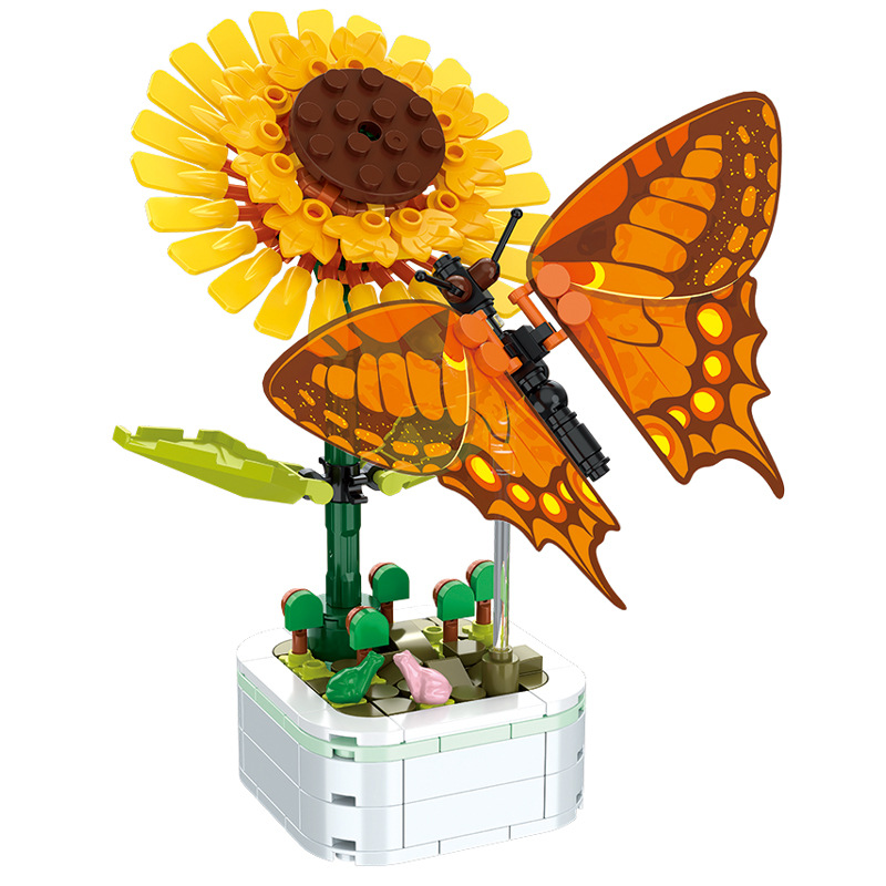 Bonsai Garden Lego - DIY มินิผีเสื้อแมลงกระถางต้นไม้บอนไซดอกไม้บล็อก Rose ตกแต่งอาคารบล็อกรูปพลาสติกของเล่นของขวัญเด็กหญิง