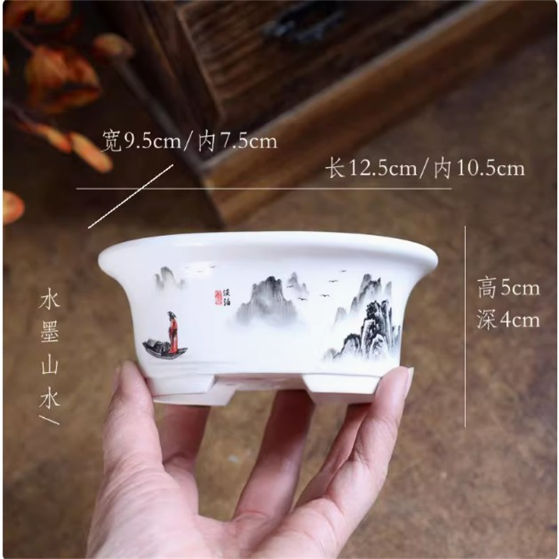 พอร์ซเลนสีขาวรูปไข่Bonsaiหม้อ, - Bonsai Garden Desk บทวิจารณ์และราคา